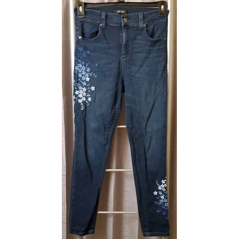 Karen Kane Women's Embroidered Blue Jeans Size 8 - Picture 2 of 9